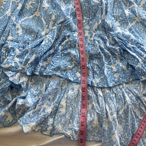 NWOT Blue Ginger Strapless Asymetrical Halter Dress Size Small Blue/White Print - Picture 5 of 7